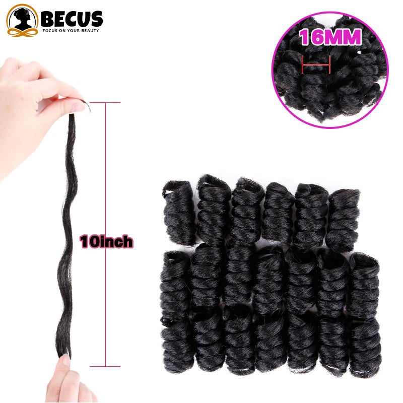 BECUS Short Curly Crochet Braids Hair Extension for Black Women 3Packs 10 inch Curl Tapered Cut Jamaican Jumpy Wand Hair Extensions(3*Packs 10'' #1B 16MM) - Image 2